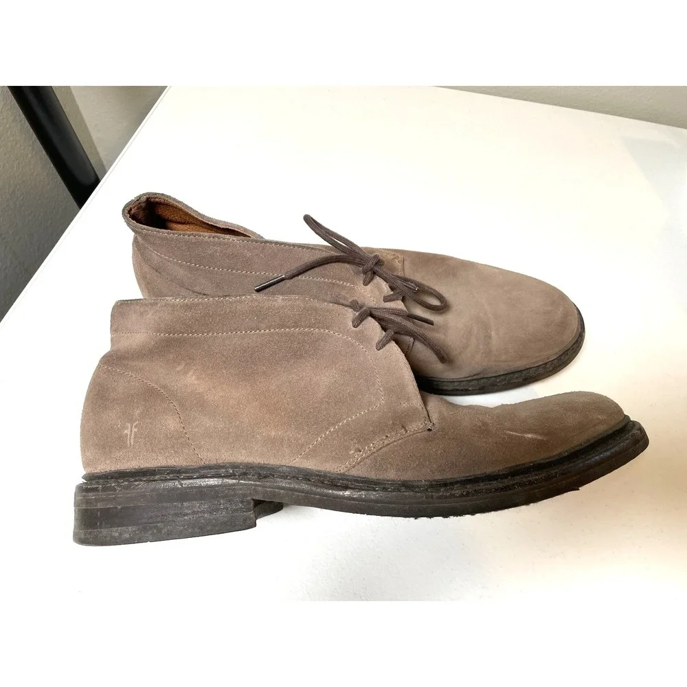 Frye Brown Suede Chukka Boots Men's 11 Lace up Shoes Preppy Casual Minimalist